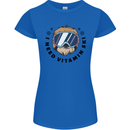 Vitamin Ski Funny Skiing Sloth Womens Petite Cut T-Shirt Royal Blue