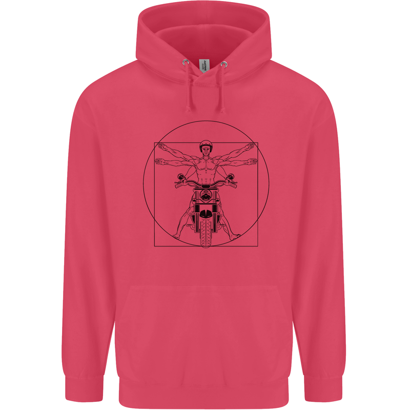 Vitruvian Biker Motorcycle Motorbike Childrens Kids Hoodie Heliconia