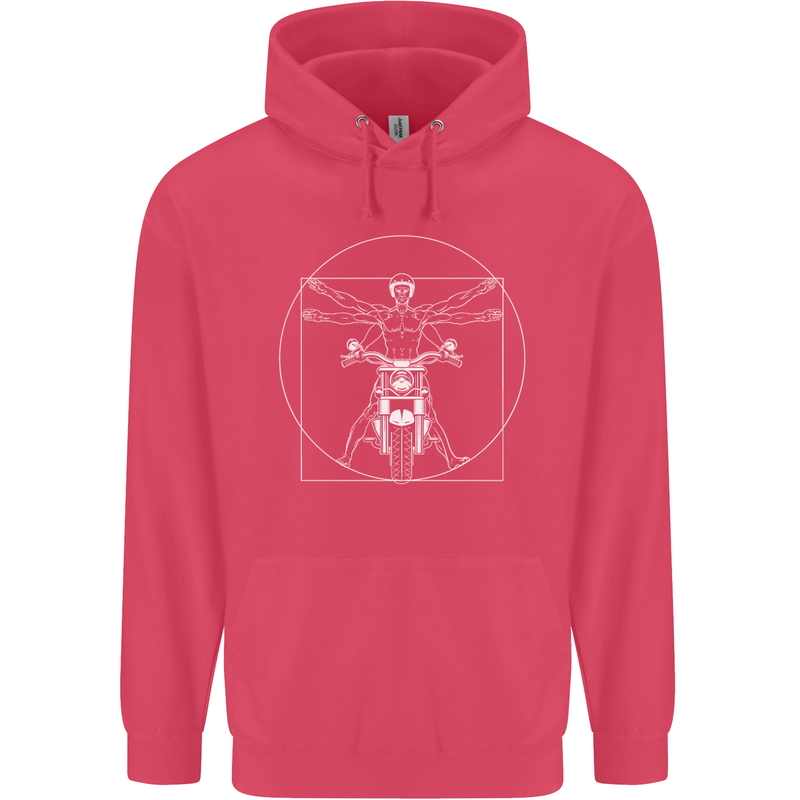 Vitruvian Biker Motorcycle Motorbike Childrens Kids Hoodie Heliconia