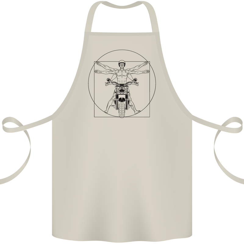 Vitruvian Biker Motorcycle Motorbike Cotton Apron 100% Organic Natural