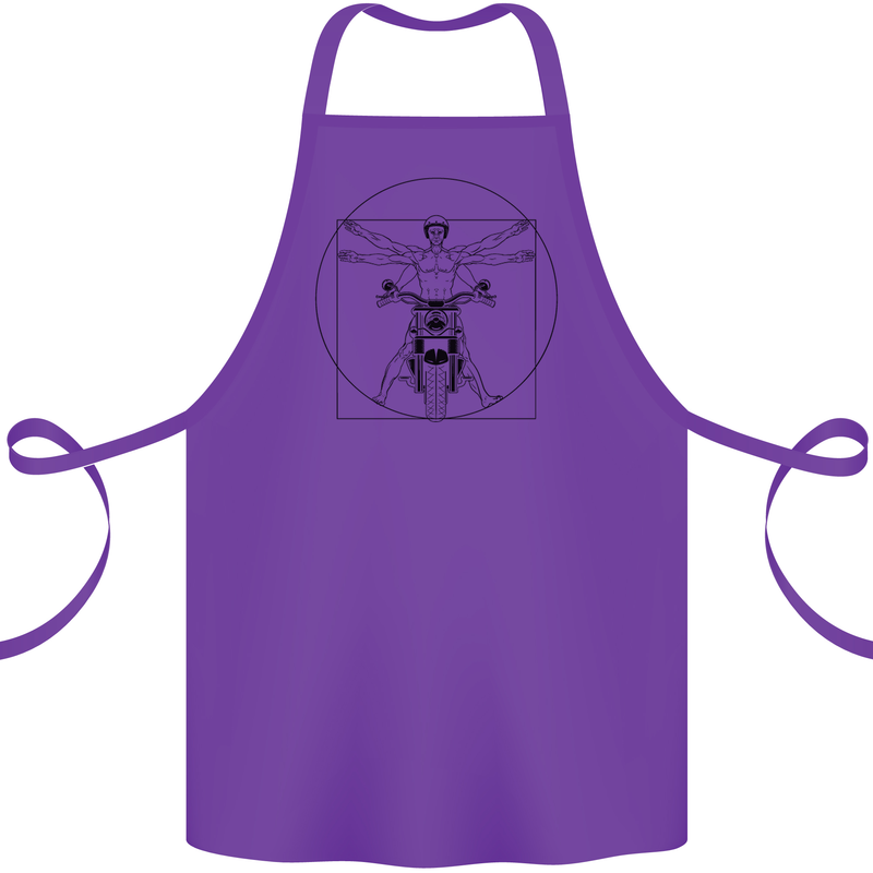 Vitruvian Biker Motorcycle Motorbike Cotton Apron 100% Organic Purple