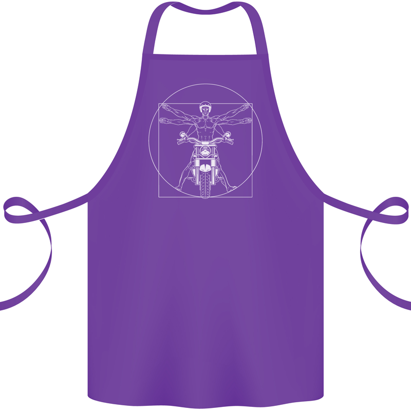 Vitruvian Biker Motorcycle Motorbike Cotton Apron 100% Organic Purple