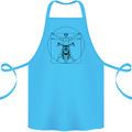 Vitruvian Biker Motorcycle Motorbike Cotton Apron 100% Organic Turquoise