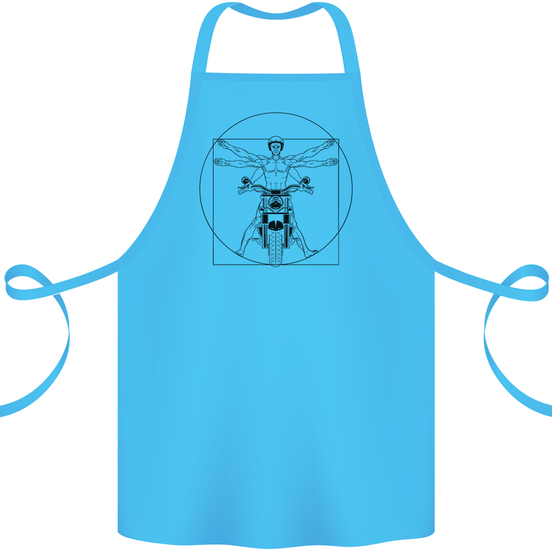 Vitruvian Biker Motorcycle Motorbike Cotton Apron 100% Organic Turquoise