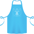 Vitruvian Biker Motorcycle Motorbike Cotton Apron 100% Organic Turquoise