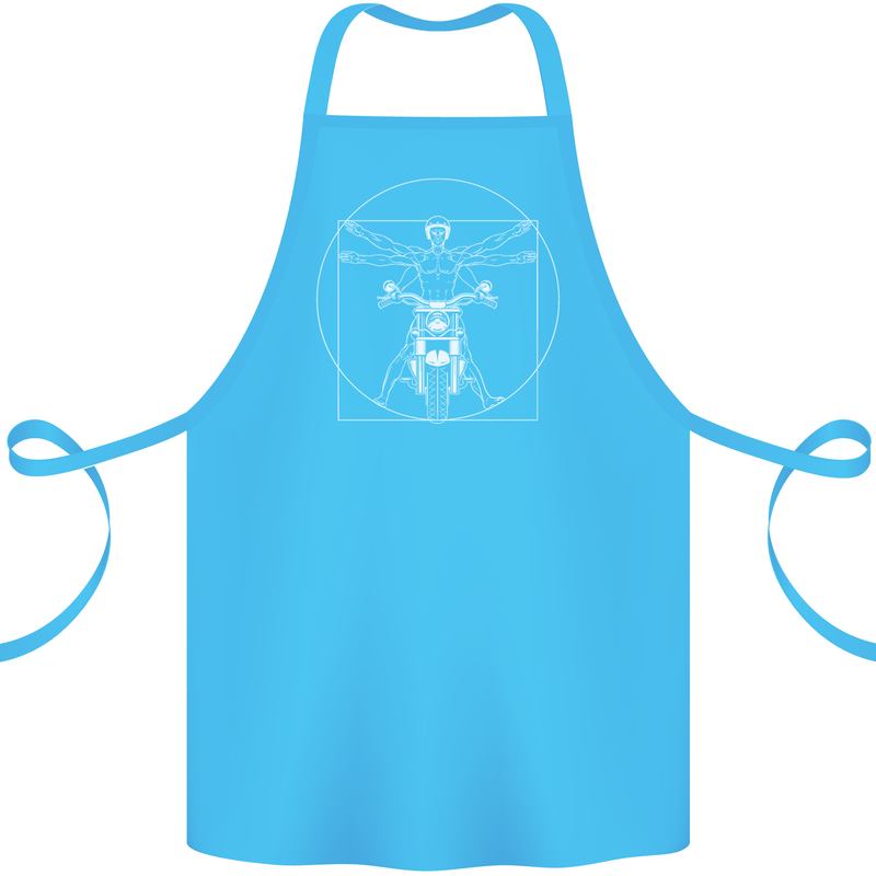 Vitruvian Biker Motorcycle Motorbike Cotton Apron 100% Organic Turquoise