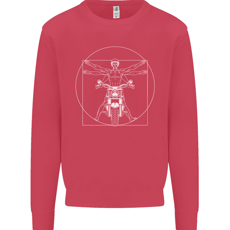 Vitruvian Biker Motorcycle Motorbike Kids Sweatshirt Jumper Heliconia