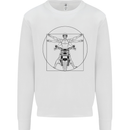 Vitruvian Biker Motorcycle Motorbike Kids Sweatshirt Jumper White