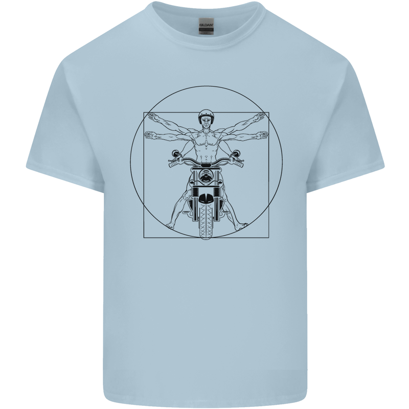 Vitruvian Biker Motorcycle Motorbike Kids T-Shirt Childrens Light Blue