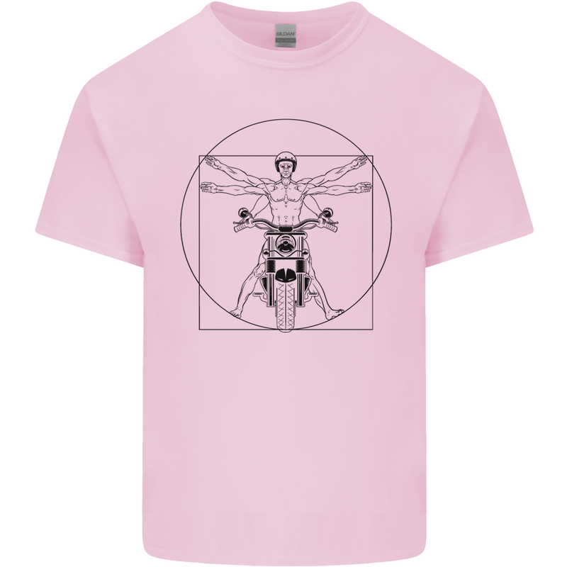 Vitruvian Biker Motorcycle Motorbike Kids T-Shirt Childrens Light Pink