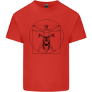 Vitruvian Biker Motorcycle Motorbike Kids T-Shirt Childrens Red