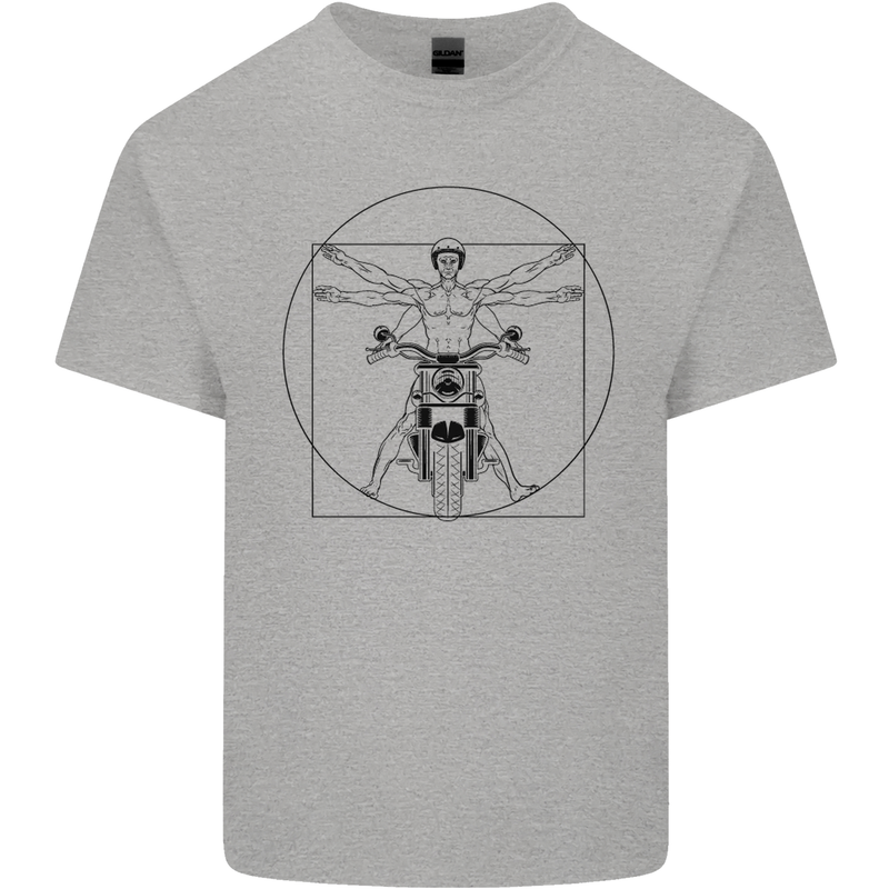 Vitruvian Biker Motorcycle Motorbike Kids T-Shirt Childrens Sports Grey
