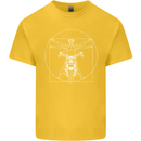 Vitruvian Biker Motorcycle Motorbike Kids T-Shirt Childrens Yellow