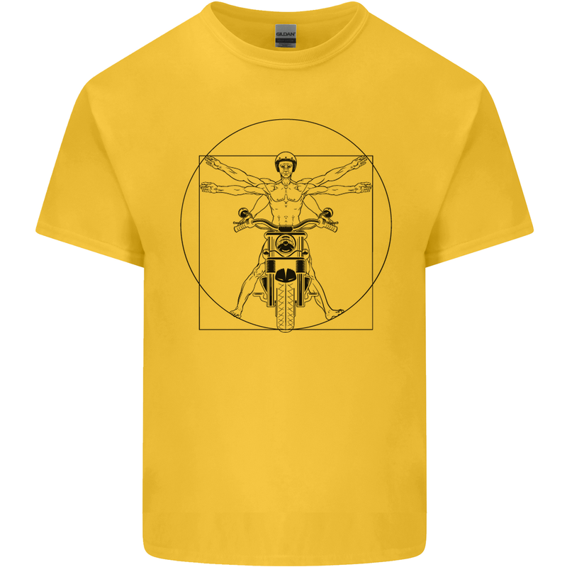 Vitruvian Biker Motorcycle Motorbike Kids T-Shirt Childrens Yellow