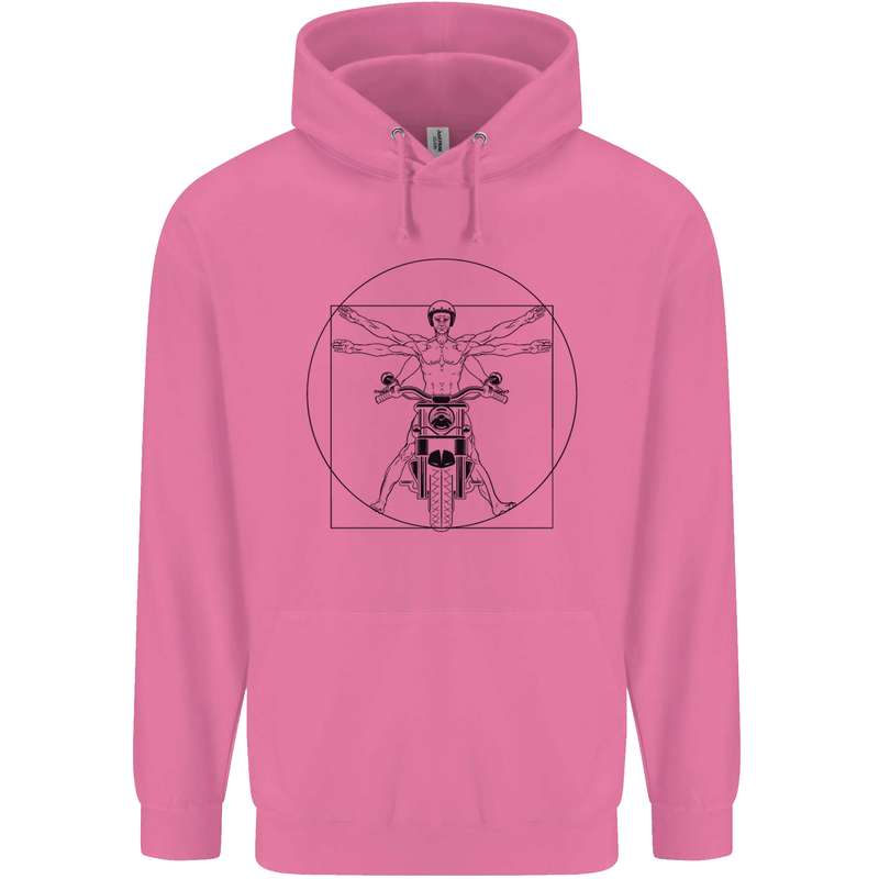 Vitruvian Biker Motorcycle Motorbike Mens 80% Cotton Hoodie Azelea