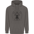 Vitruvian Biker Motorcycle Motorbike Mens 80% Cotton Hoodie Charcoal