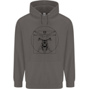 Vitruvian Biker Motorcycle Motorbike Mens 80% Cotton Hoodie Charcoal