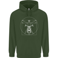 Vitruvian Biker Motorcycle Motorbike Mens 80% Cotton Hoodie Forest Green