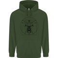 Vitruvian Biker Motorcycle Motorbike Mens 80% Cotton Hoodie Forest Green