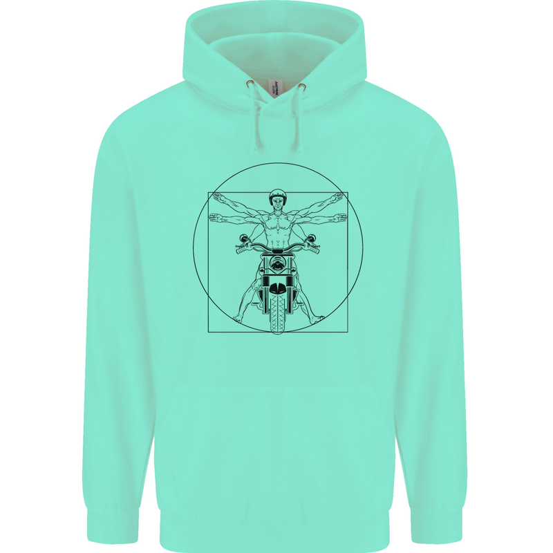 Vitruvian Biker Motorcycle Motorbike Mens 80% Cotton Hoodie Peppermint