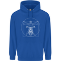 Vitruvian Biker Motorcycle Motorbike Mens 80% Cotton Hoodie Royal Blue