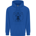 Vitruvian Biker Motorcycle Motorbike Mens 80% Cotton Hoodie Royal Blue