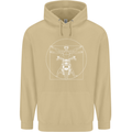 Vitruvian Biker Motorcycle Motorbike Mens 80% Cotton Hoodie Sand