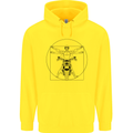 Vitruvian Biker Motorcycle Motorbike Mens 80% Cotton Hoodie Yellow