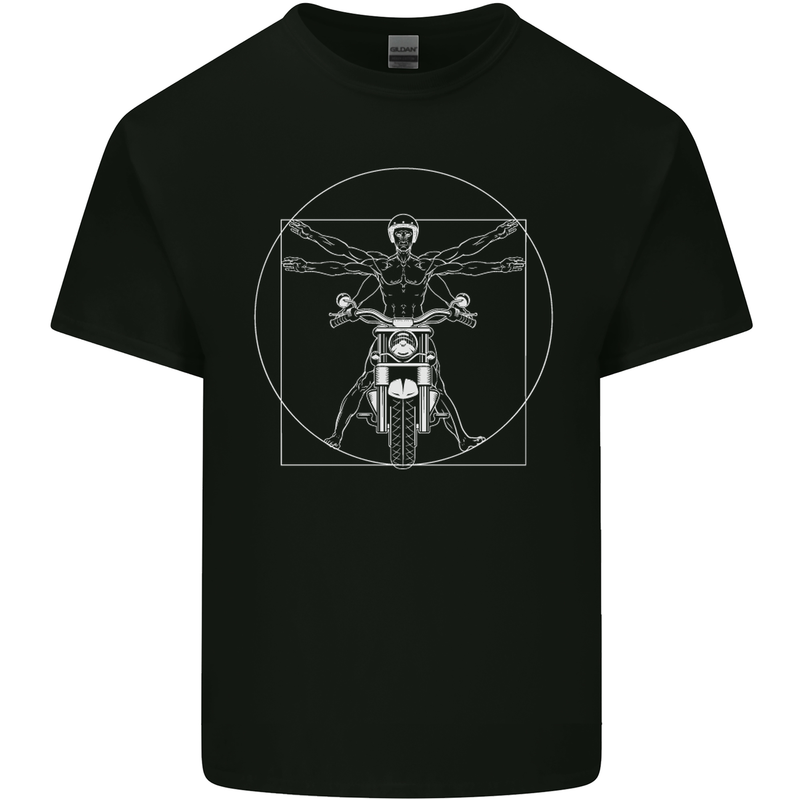 Vitruvian Biker Motorcycle Motorbike Mens Cotton T-Shirt Tee Top Black