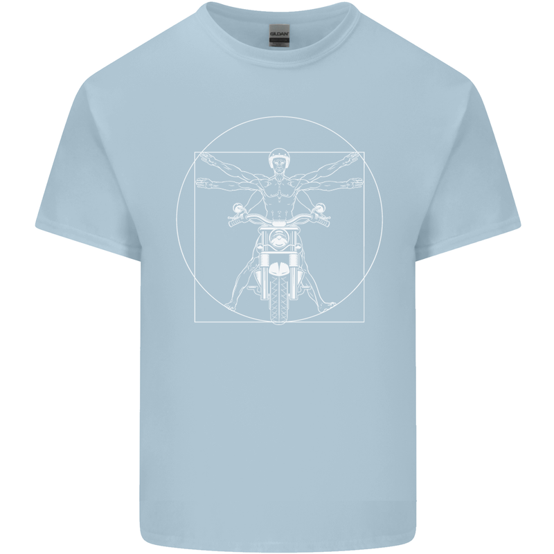 Vitruvian Biker Motorcycle Motorbike Mens Cotton T-Shirt Tee Top Light Blue