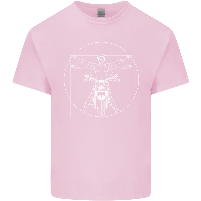 Vitruvian Biker Motorcycle Motorbike Mens Cotton T-Shirt Tee Top Light Pink