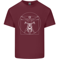 Vitruvian Biker Motorcycle Motorbike Mens Cotton T-Shirt Tee Top Maroon