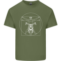 Vitruvian Biker Motorcycle Motorbike Mens Cotton T-Shirt Tee Top Military Green
