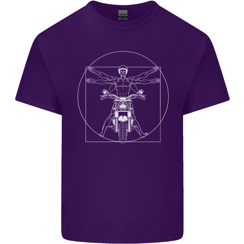 Vitruvian Biker Motorcycle Motorbike Mens Cotton T-Shirt Tee Top Purple