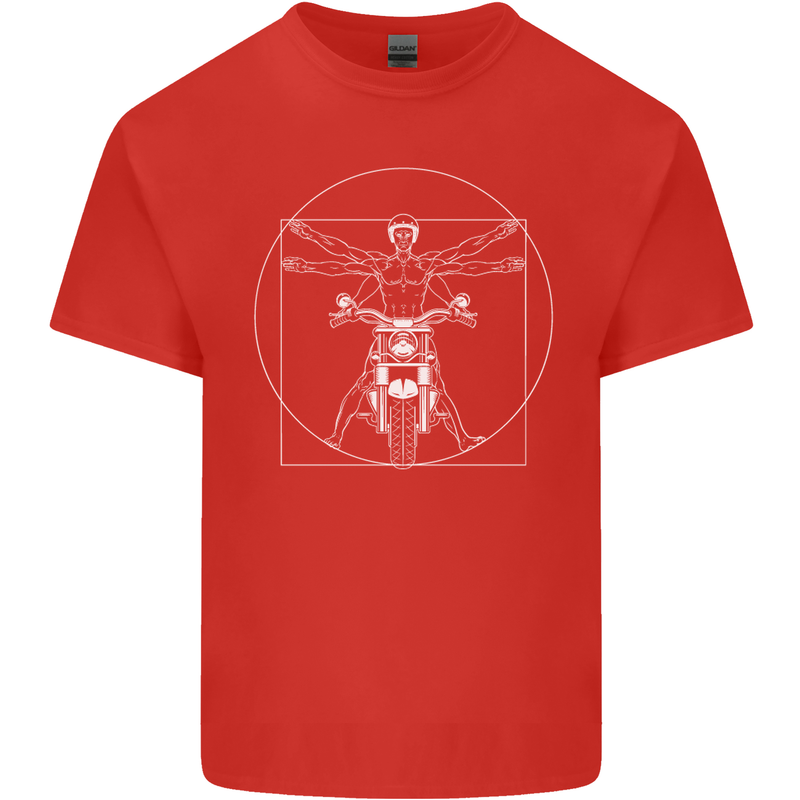 Vitruvian Biker Motorcycle Motorbike Mens Cotton T-Shirt Tee Top Red
