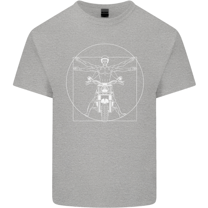 Vitruvian Biker Motorcycle Motorbike Mens Cotton T-Shirt Tee Top Sports Grey