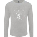 Vitruvian Biker Motorcycle Motorbike Mens Long Sleeve T-Shirt Sports Grey