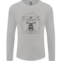 Vitruvian Biker Motorcycle Motorbike Mens Long Sleeve T-Shirt Sports Grey