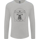Vitruvian Biker Motorcycle Motorbike Mens Long Sleeve T-Shirt Sports Grey