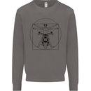 Vitruvian Biker Motorcycle Motorbike Mens Sweatshirt Jumper Charcoal