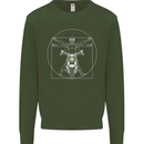 Vitruvian Biker Motorcycle Motorbike Mens Sweatshirt Jumper Forest Green