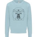 Vitruvian Biker Motorcycle Motorbike Mens Sweatshirt Jumper Light Blue