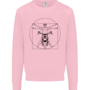 Vitruvian Biker Motorcycle Motorbike Mens Sweatshirt Jumper Light Pink