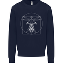Vitruvian Biker Motorcycle Motorbike Mens Sweatshirt Jumper Navy Blue