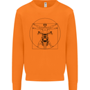 Vitruvian Biker Motorcycle Motorbike Mens Sweatshirt Jumper Orange