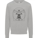 Vitruvian Biker Motorcycle Motorbike Mens Sweatshirt Jumper Sports Grey