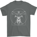 Vitruvian Biker Motorcycle Motorbike Mens T-Shirt Cotton Gildan Charcoal