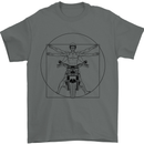 Vitruvian Biker Motorcycle Motorbike Mens T-Shirt Cotton Gildan Charcoal