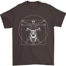 Vitruvian Biker Motorcycle Motorbike Mens T-Shirt Cotton Gildan Dark Chocolate