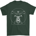 Vitruvian Biker Motorcycle Motorbike Mens T-Shirt Cotton Gildan Forest Green